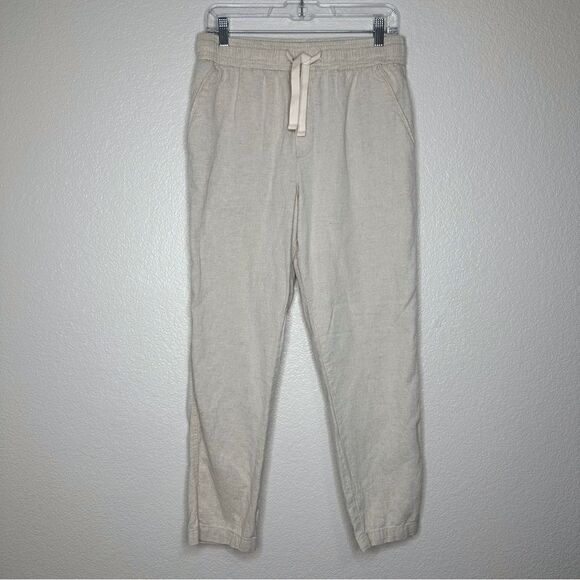 NWOT Zara Linen Blend Cream Pull On Pants - Picture 1 of 11